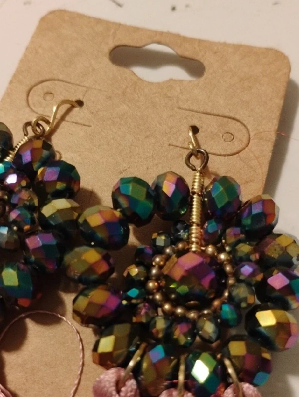 Oil Slick & Tassel Drop Earrings 🖤🩷